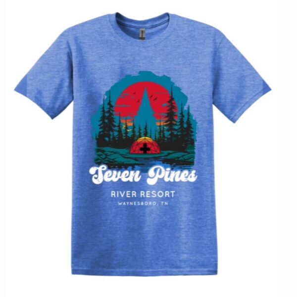 BLUE 2024 Seven Pines River Resort Dome T-Shirt