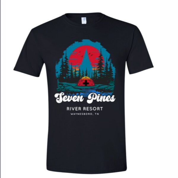 BLACK 2024 Seven Pines River Resort Dome T-Shirt